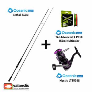 COMBO EGING OCEANIC TEAM LETHAL EGI 862M + MYSTIC LT2500S + TAI ADVANCED X PEX8 150m